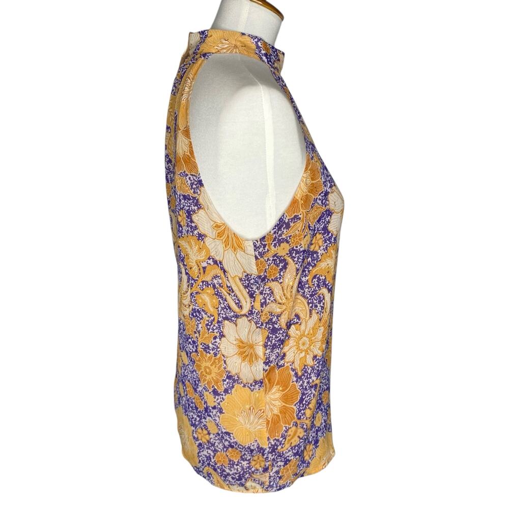 cupcakes & cashmere Floral Halter Top Large Gold Metallic Purple Size Large Boho - Picture 9 of 15